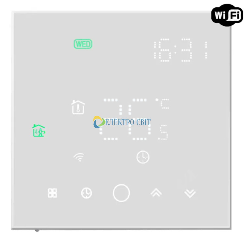 Wi-Fi скляний терморегулятор Ecoset TGW-003 Wi-Fi з датчиком підлоги 3м